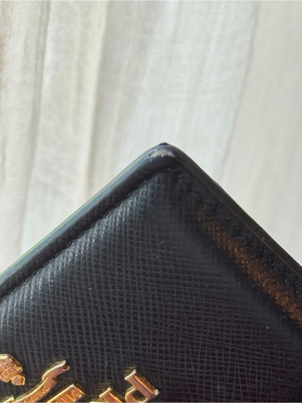 Prada Black Saffiano Leather Card Holder with Gold Logo Plaque - Picture 6 of 6